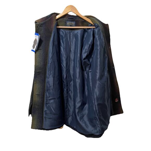 Pendleton Womens Wool Blend Plaid Topper Coat Size L Navy Heavyweight Winter NWT - Picture 6 of 10